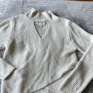 Pink Rose Cream V-Neck Sweater